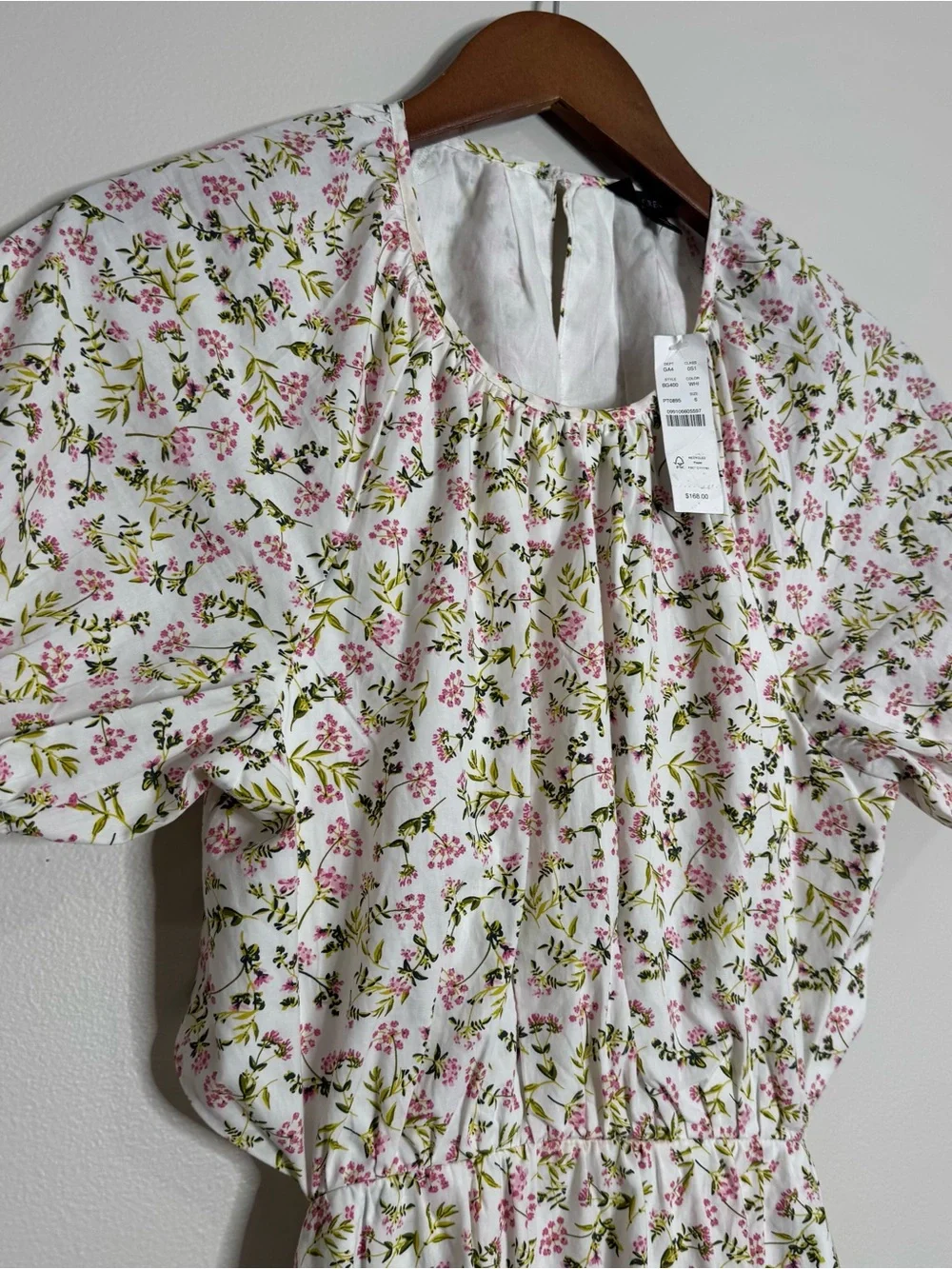 NWT J. Crew Cotton Size 6 Floral Cottagecore Open Back Puff Sleeve Midi Dress